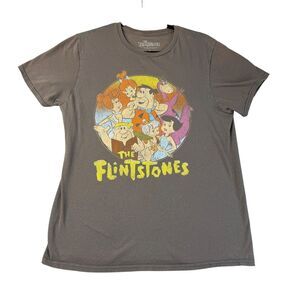 The Flintstones Men's Medium Gray Short Sleeve Cartoon Graphic T-Shirt Cotton